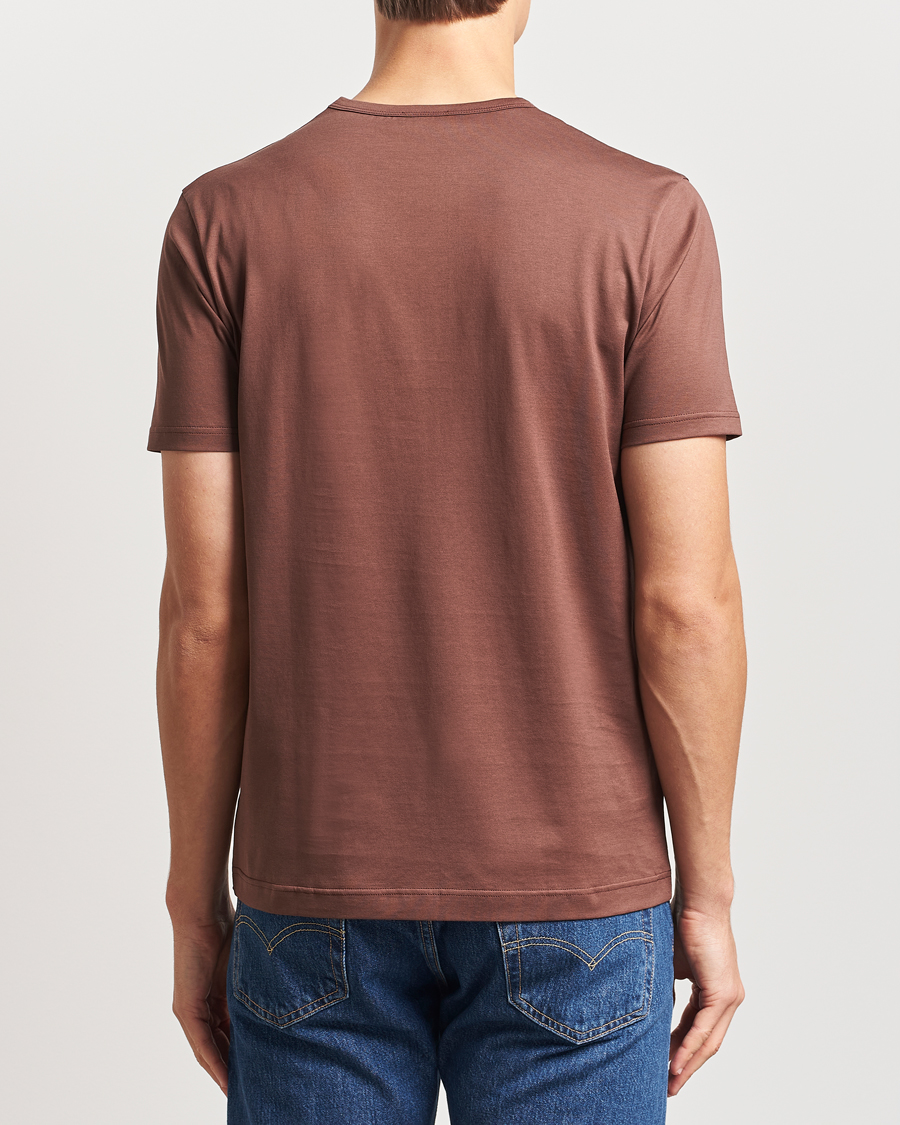 Herre | T-Shirts | Sunspel | Crew Neck Q82 Cotton T-Shirt Cocoa Brown