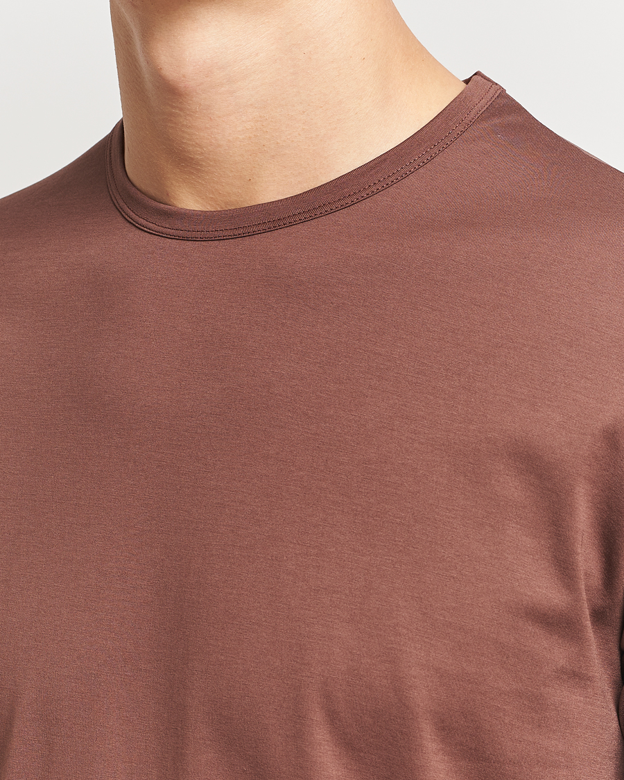 Herre | T-Shirts | Sunspel | Crew Neck Q82 Cotton T-Shirt Cocoa Brown