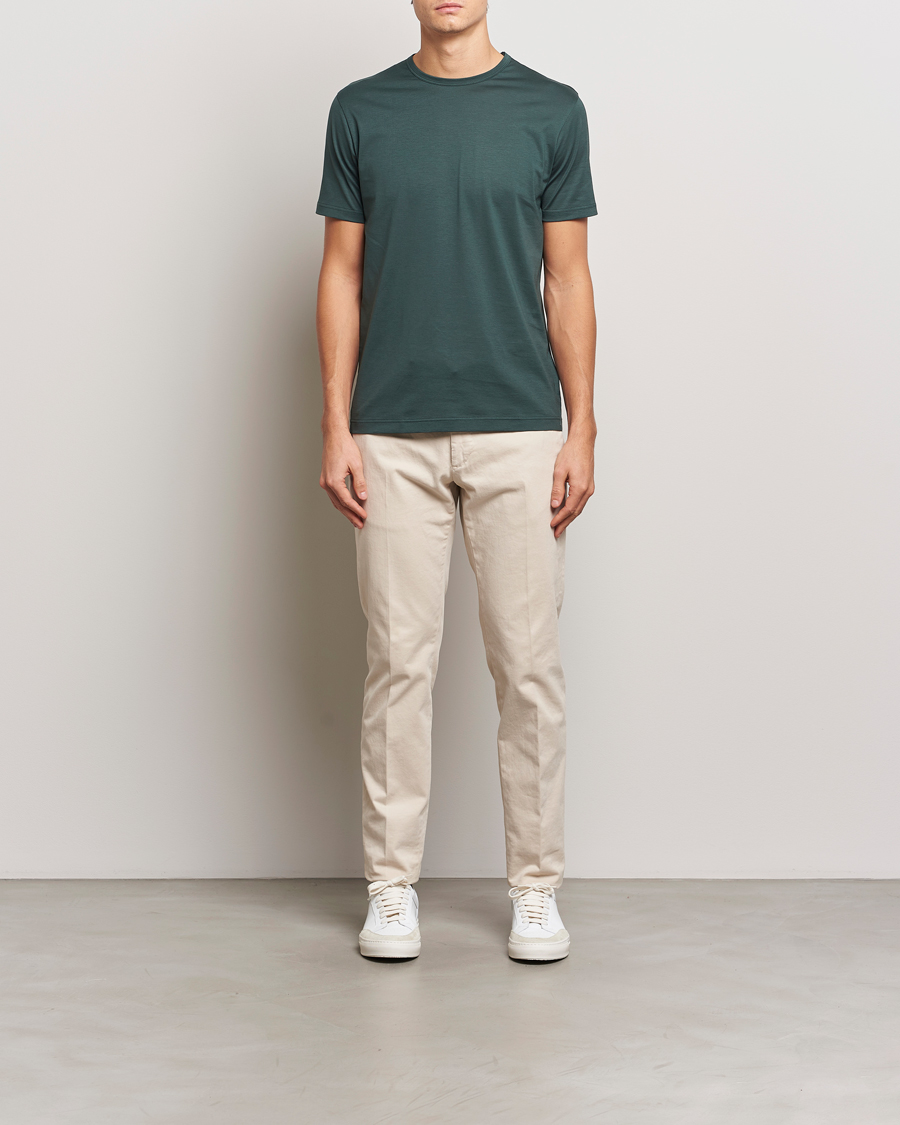 Herre | T-Shirts | Sunspel | Crew Neck Q82 Cotton T-Shirt Holly Green