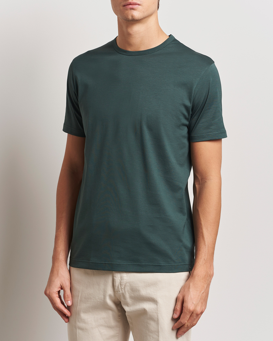 Herre | T-Shirts | Sunspel | Crew Neck Q82 Cotton T-Shirt Holly Green
