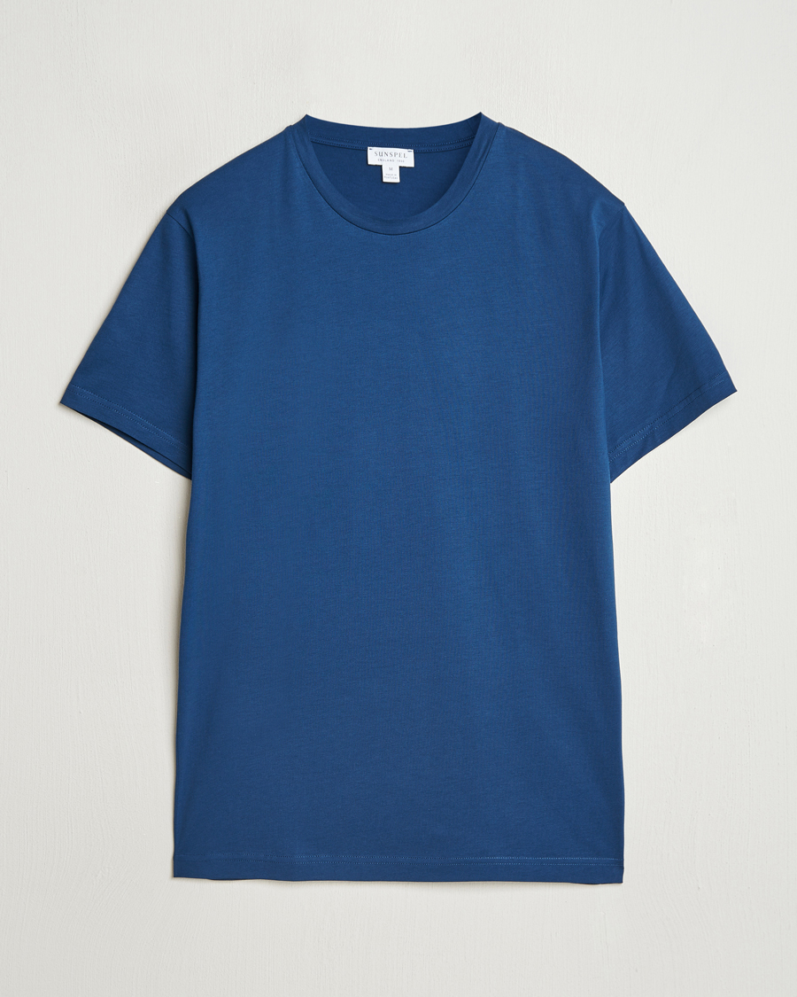 Herre | T-Shirts | Sunspel | Riviera Midweight T-Shirt Navy Blue