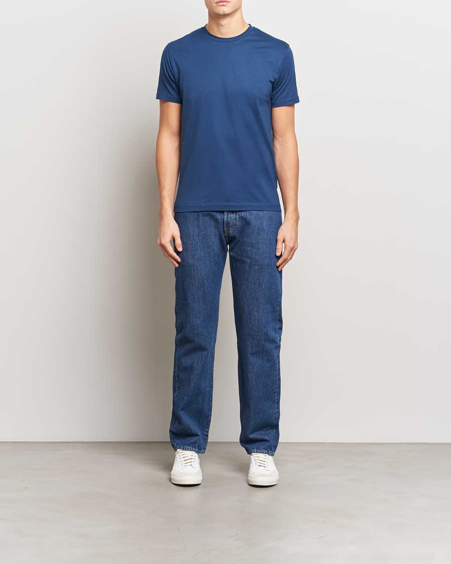 Herre | T-Shirts | Sunspel | Riviera Midweight T-Shirt Navy Blue