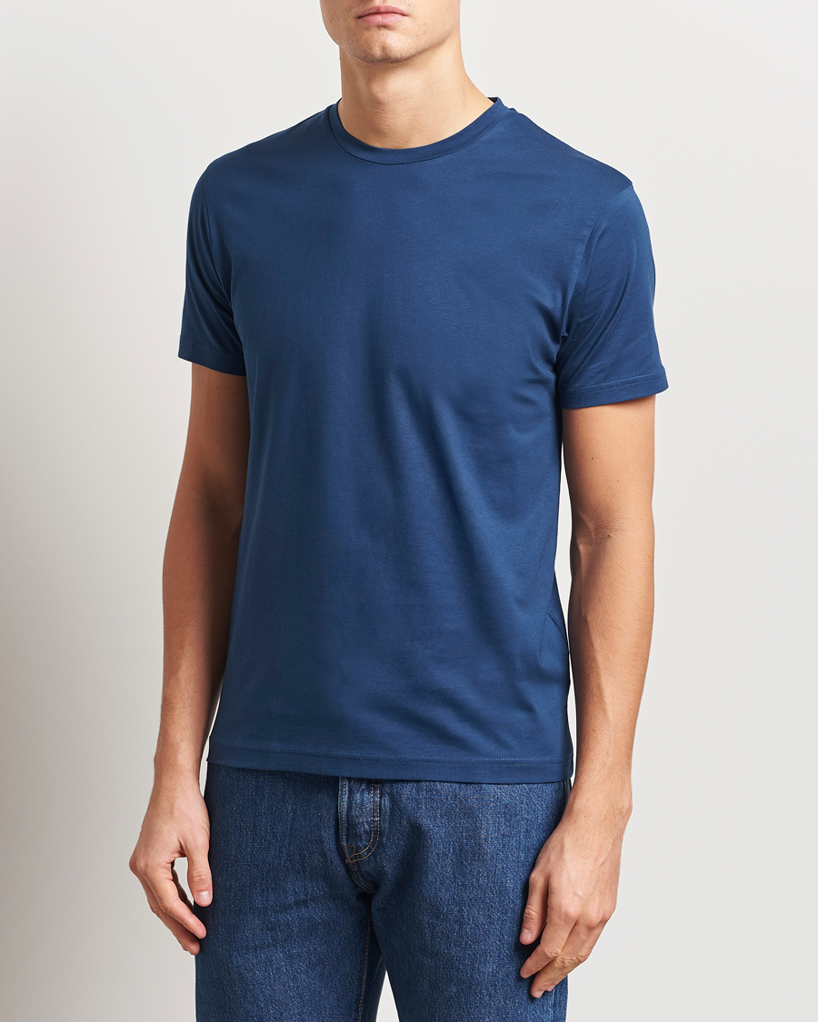 Herre | T-Shirts | Sunspel | Riviera Midweight T-Shirt Navy Blue