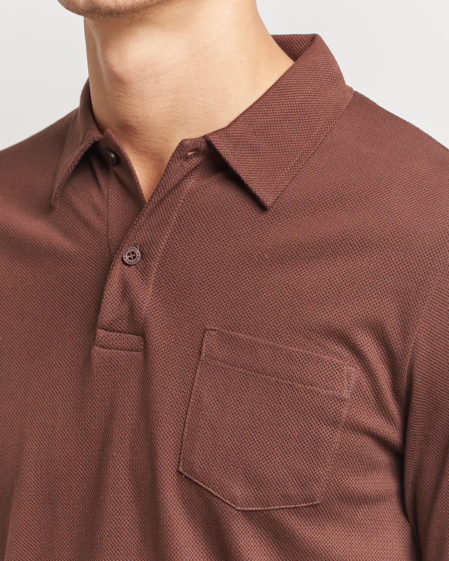 Herre | Pikéer | Sunspel | Long Sleeve Riviera Polo Shirt Cocoa Brown