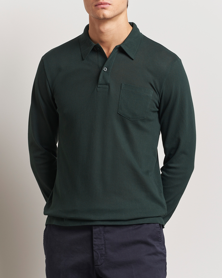 Herre | Gensere | Sunspel | Long Sleeve Riviera Polo Shirt Holly Green