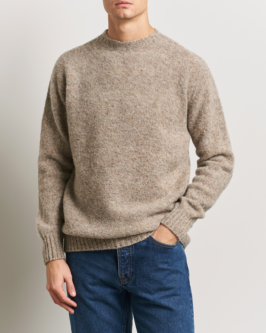 Herre | Gensere | Sunspel | Brushed Shetland Crewneck Oatmeal Melange