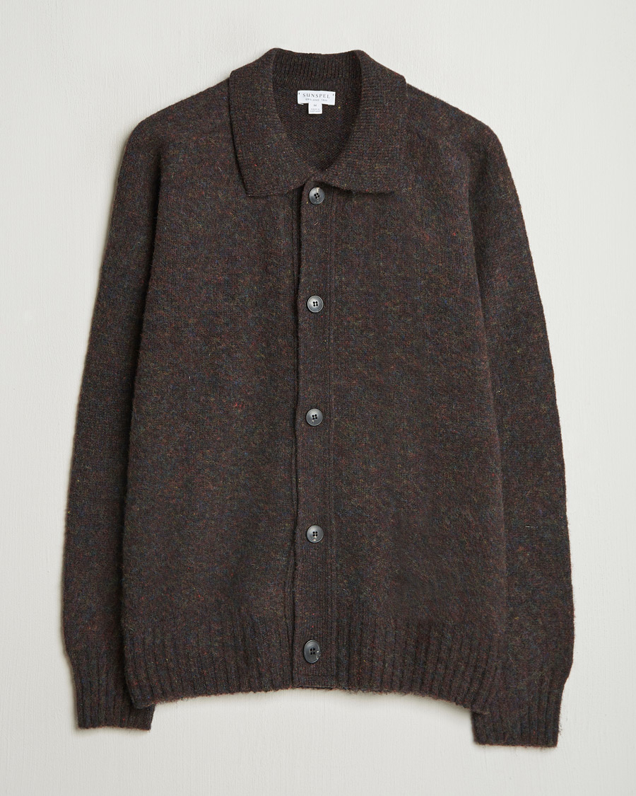 Herre | Gensere | Sunspel | Brushed Shetland Knitted Shirt Midnight Melange