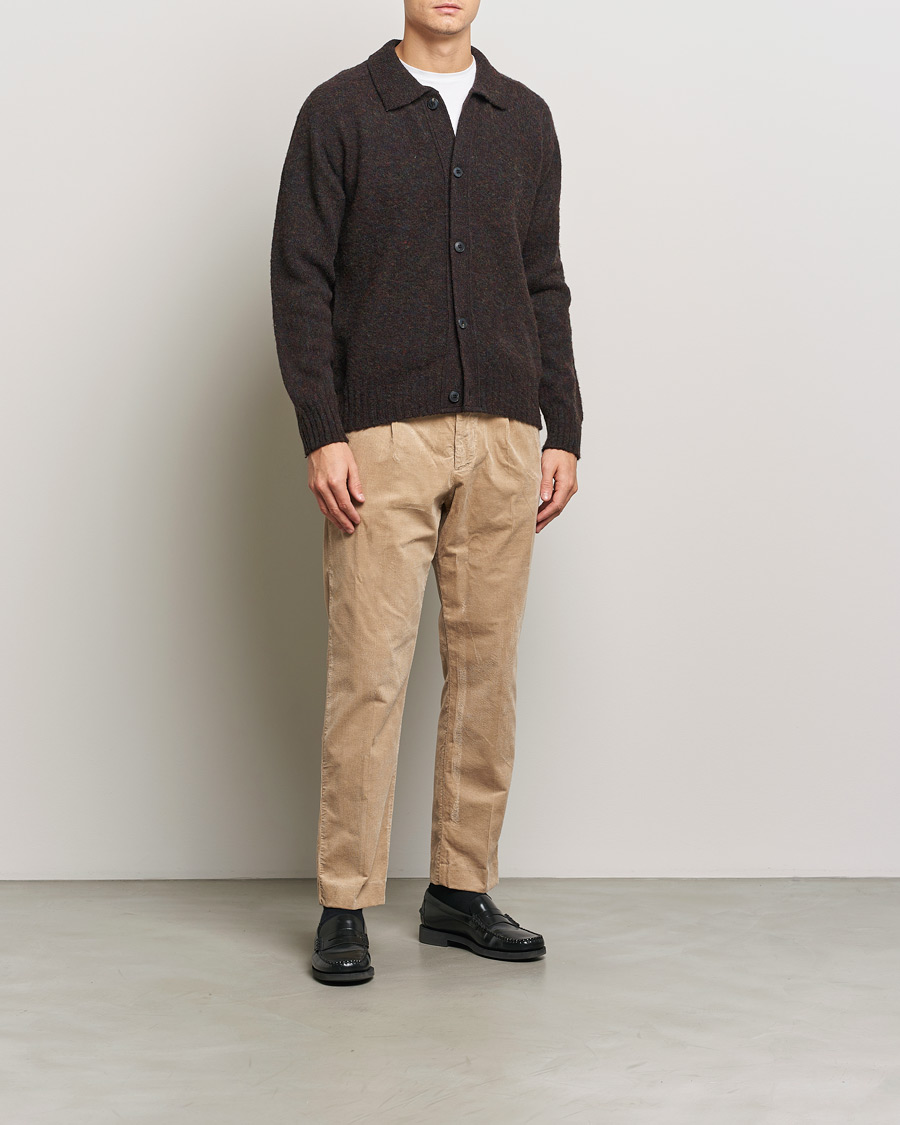 Herre | Gensere | Sunspel | Brushed Shetland Knitted Shirt Midnight Melange
