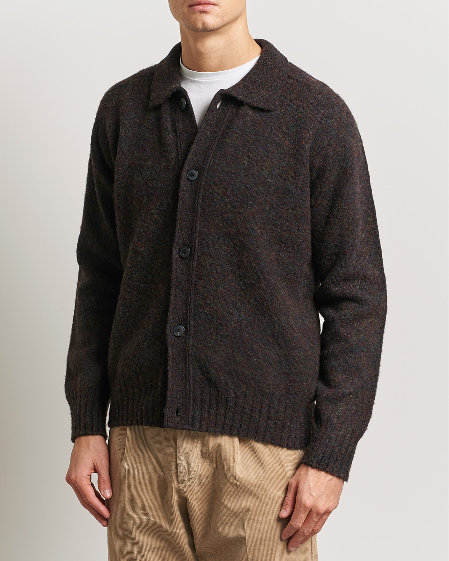 Herre | Gensere | Sunspel | Brushed Shetland Knitted Shirt Midnight Melange