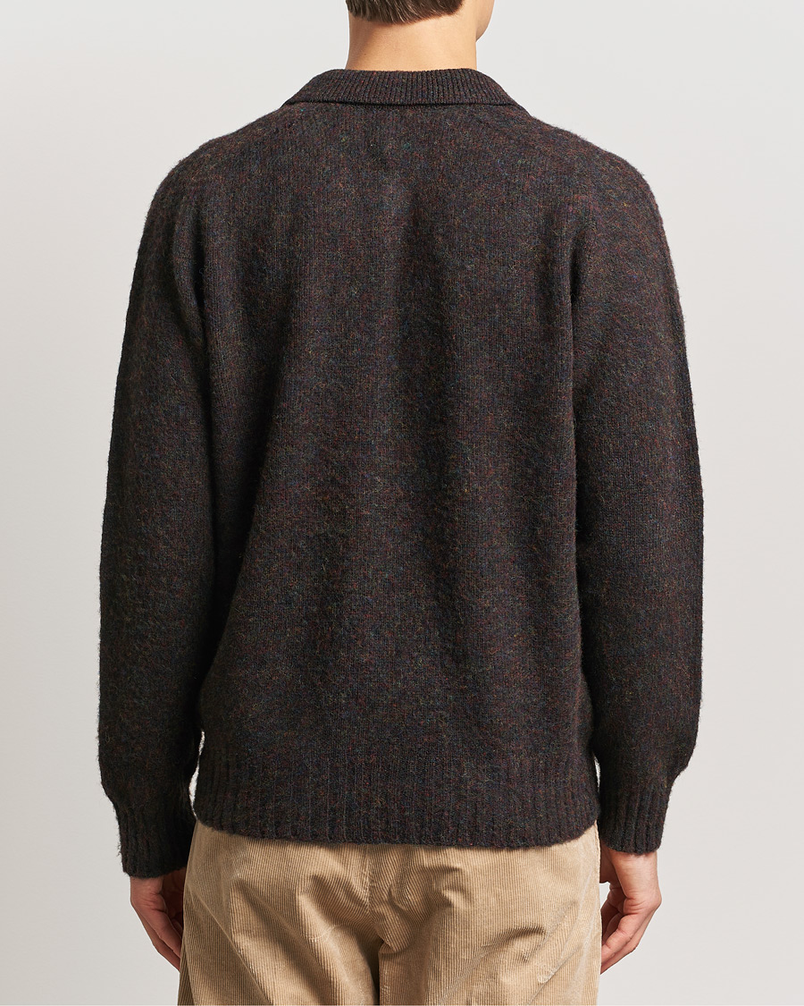 Herre | Gensere | Sunspel | Brushed Shetland Knitted Shirt Midnight Melange