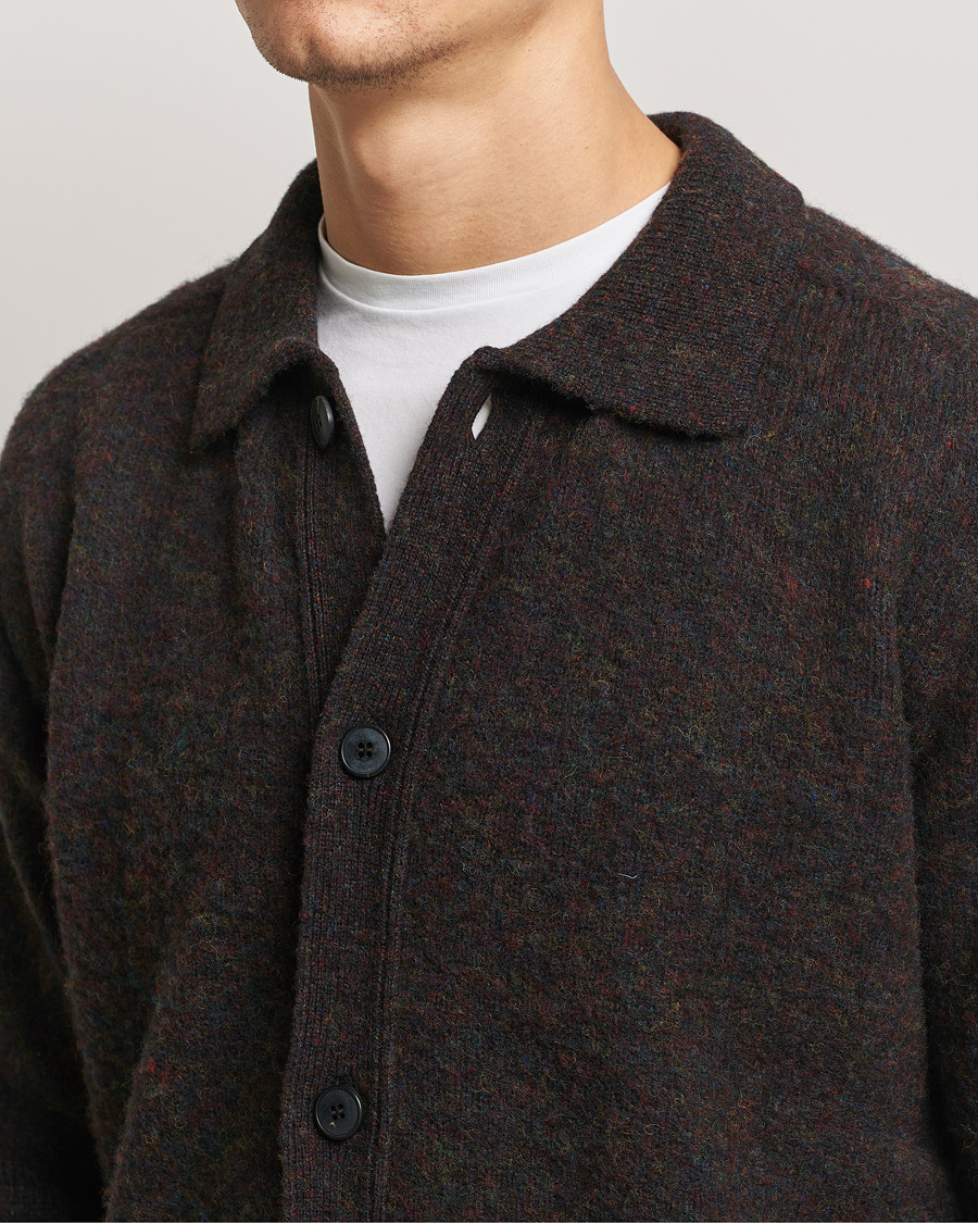 Herre | Gensere | Sunspel | Brushed Shetland Knitted Shirt Midnight Melange
