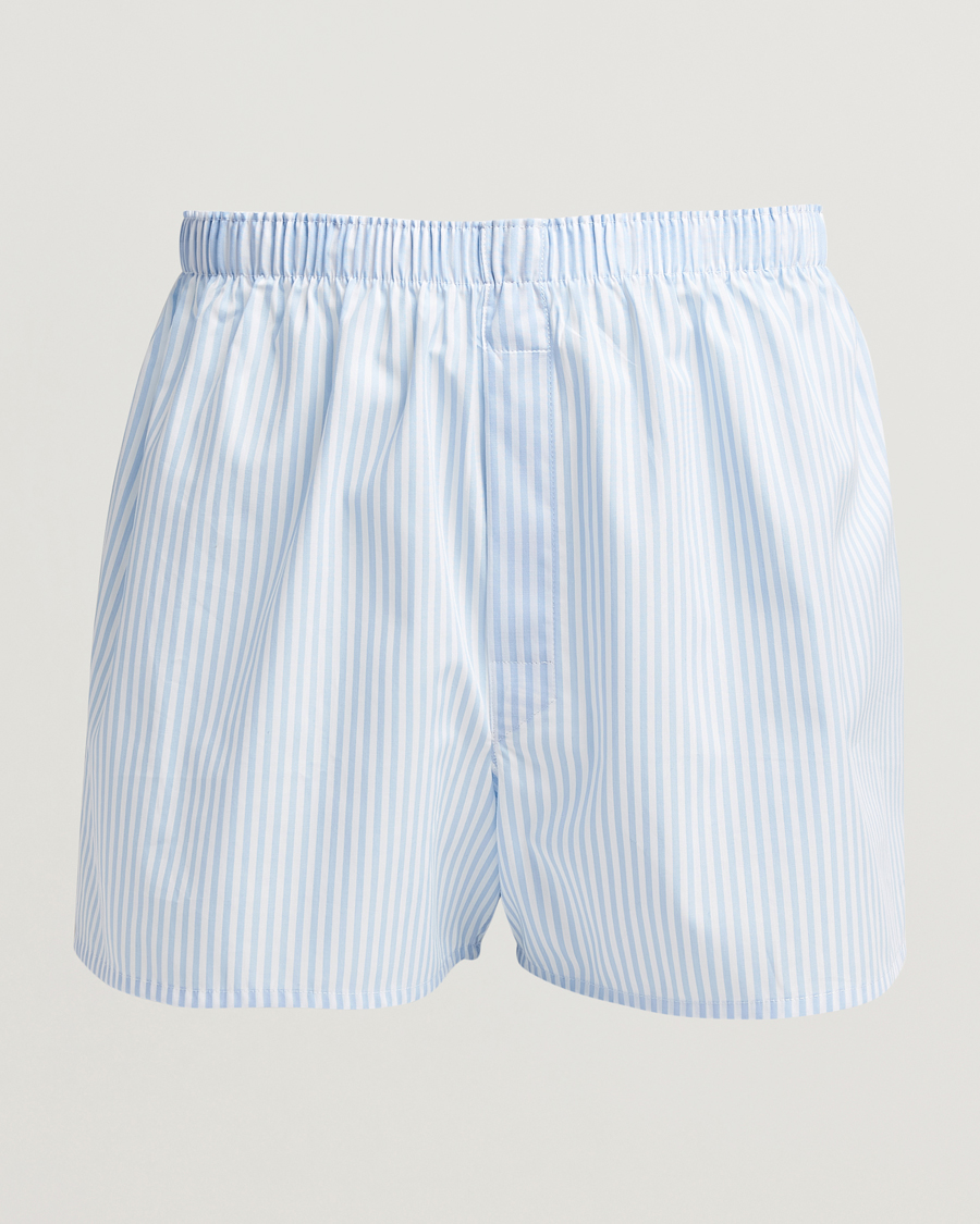 Herre | Undertøy | Sunspel | Classic Woven Cotton Boxer Shorts Light Blue