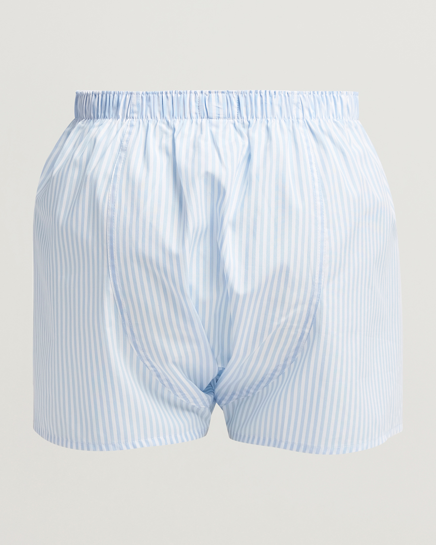 Herre | Undertøy | Sunspel | Classic Woven Cotton Boxer Shorts Light Blue