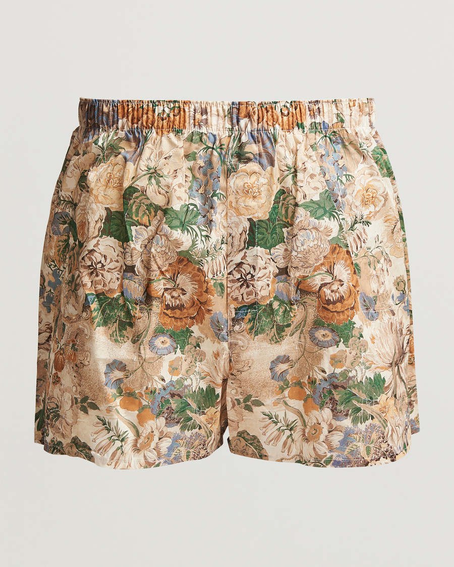 Herre | Undertøy | Sunspel | Printed Woven Cotton Boxer Shorts Parchment Floral