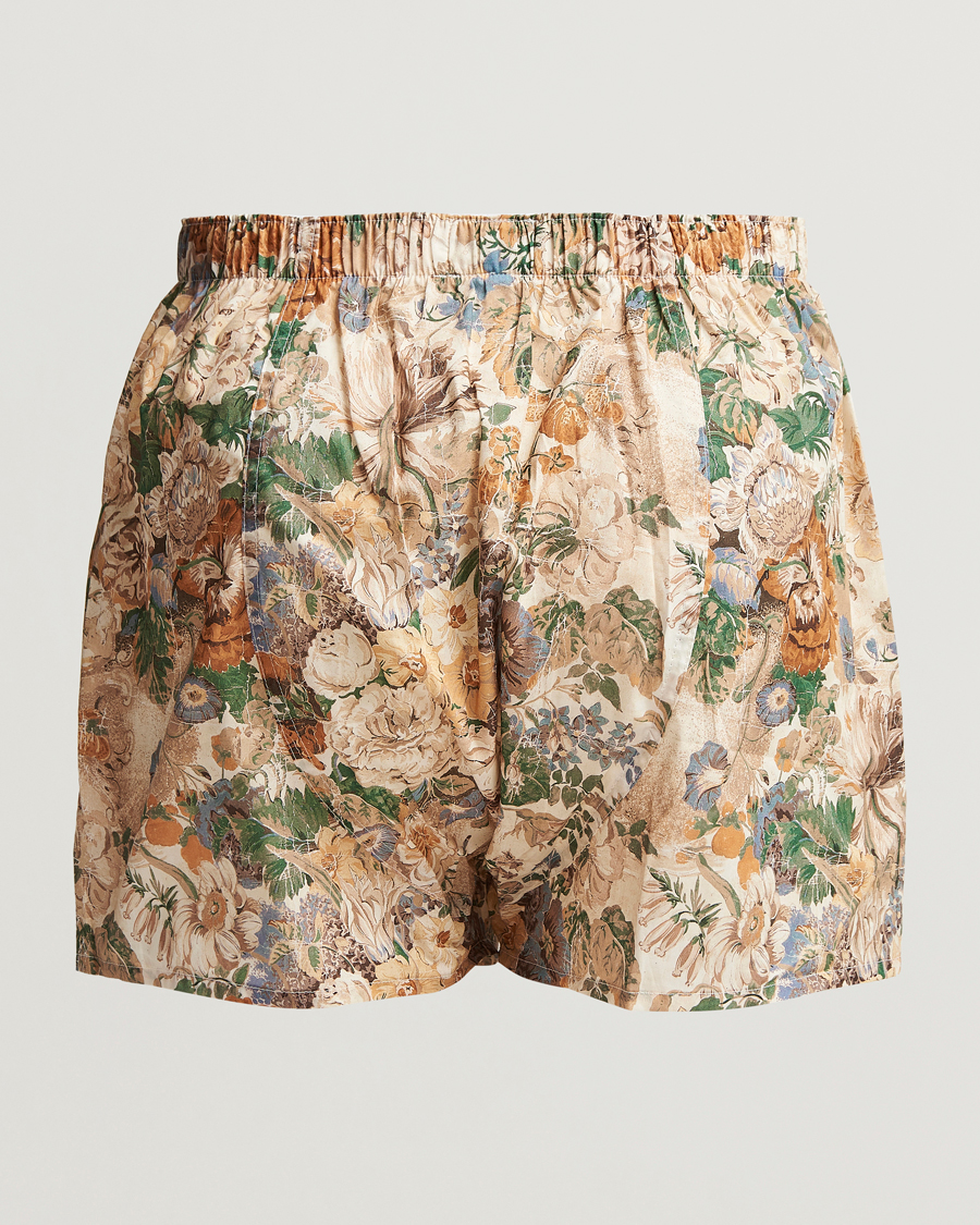 Herre | Undertøy | Sunspel | Printed Woven Cotton Boxer Shorts Parchment Floral