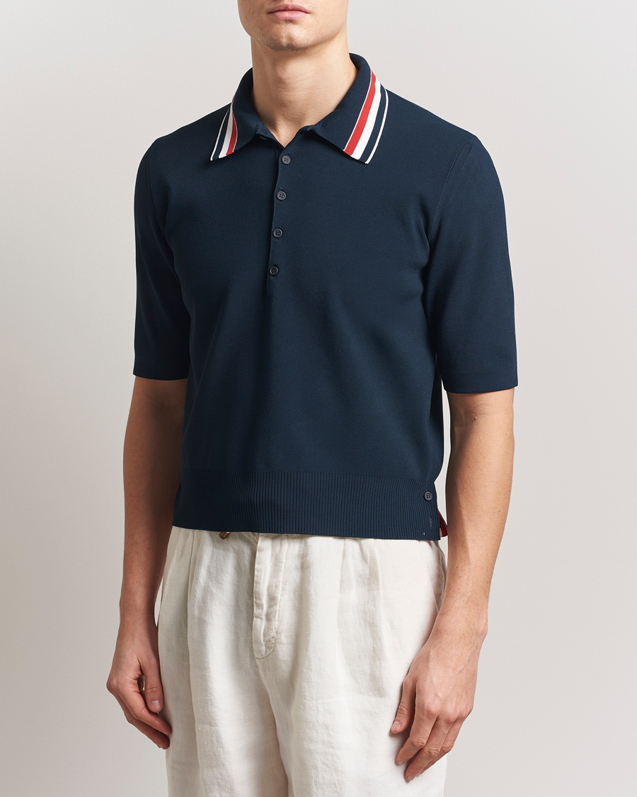Herre | Pikéer | Thom Browne | Needle Stitch Tennis Polo Navy