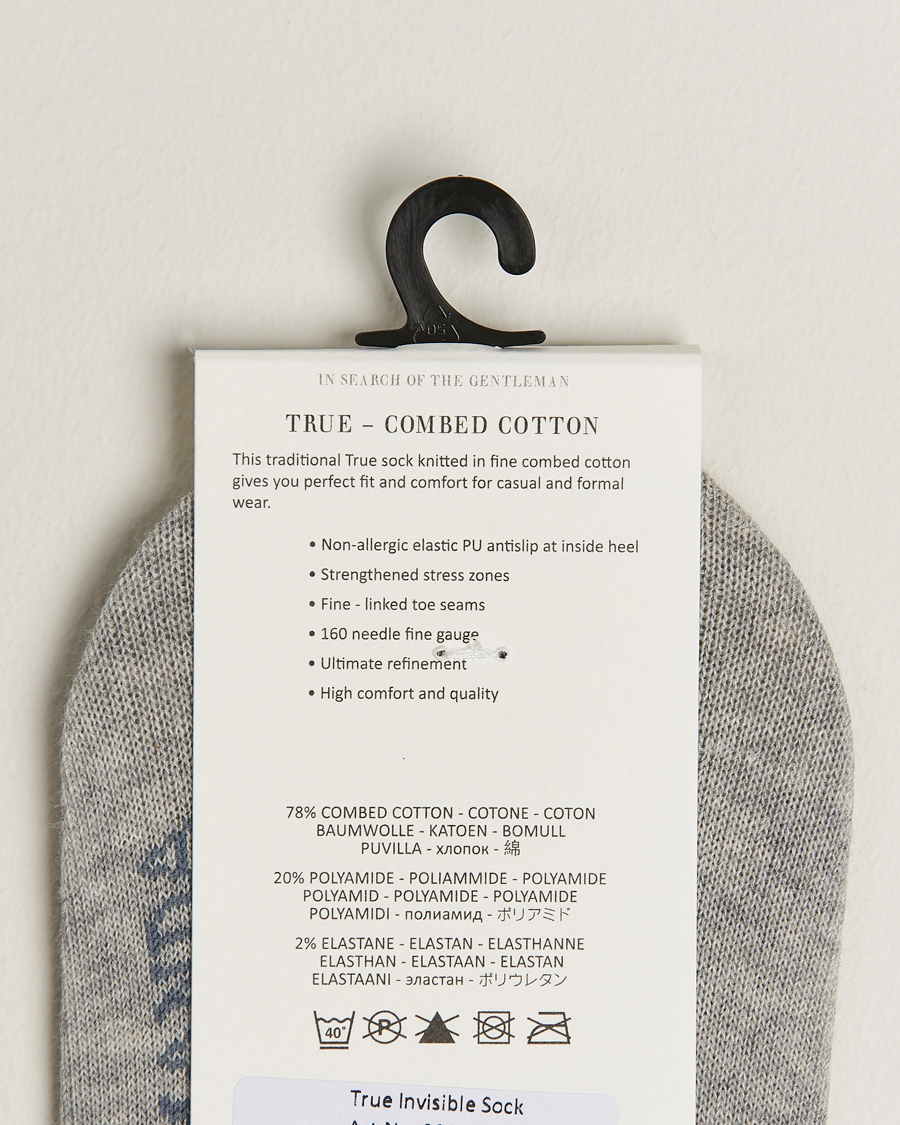 Herre | Undertøy | Amanda Christensen | 3-Pack True Cotton Invisible Socks Light Grey Melange