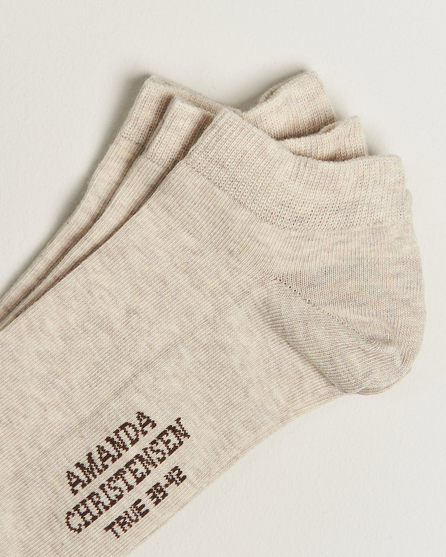 Herre | Undertøy | Amanda Christensen | 3-Pack True Cotton Sneaker Socks Sand Melange