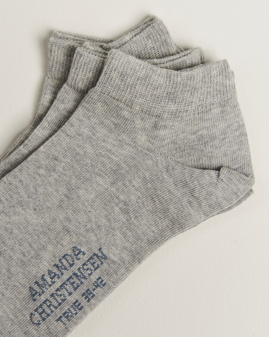 Herre | Undertøy | Amanda Christensen | 3-Pack True Cotton Sneaker Socks Light Grey Melange