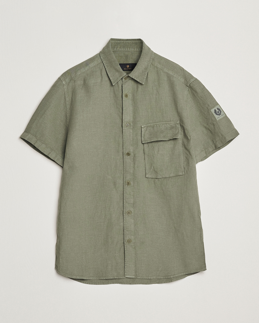 Herre | Skjorter | Belstaff | Scale Short Sleeve Linen Shirt Surplus Green