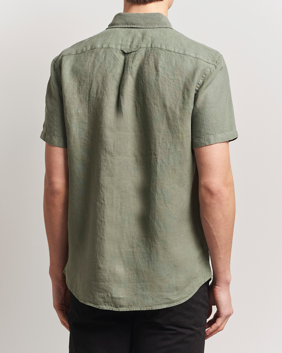 Herre | Skjorter | Belstaff | Scale Short Sleeve Linen Shirt Surplus Green