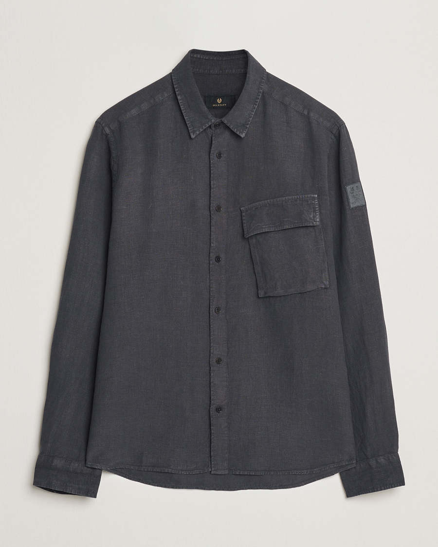 Herre | Skjorter | Belstaff | Scale Linen Shirt Washed Black