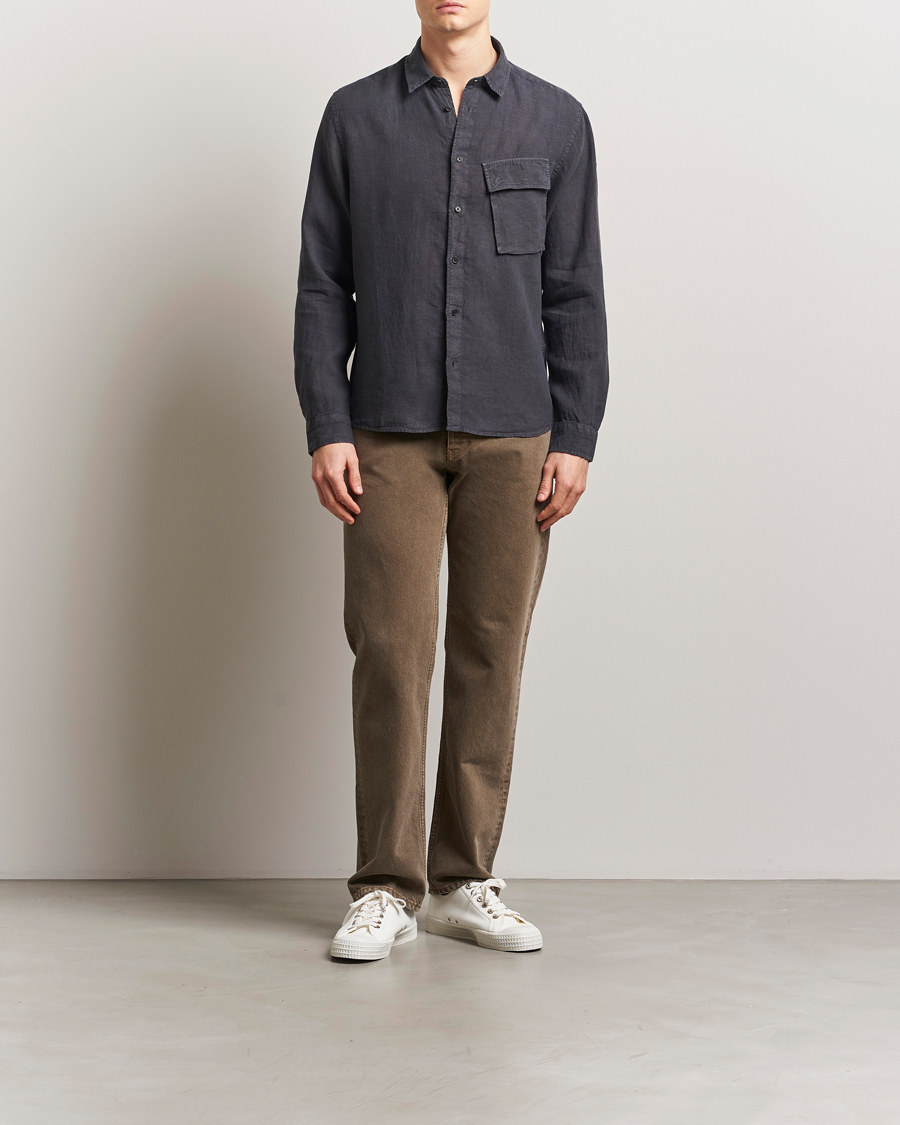 Herre | Skjorter | Belstaff | Scale Linen Shirt Washed Black