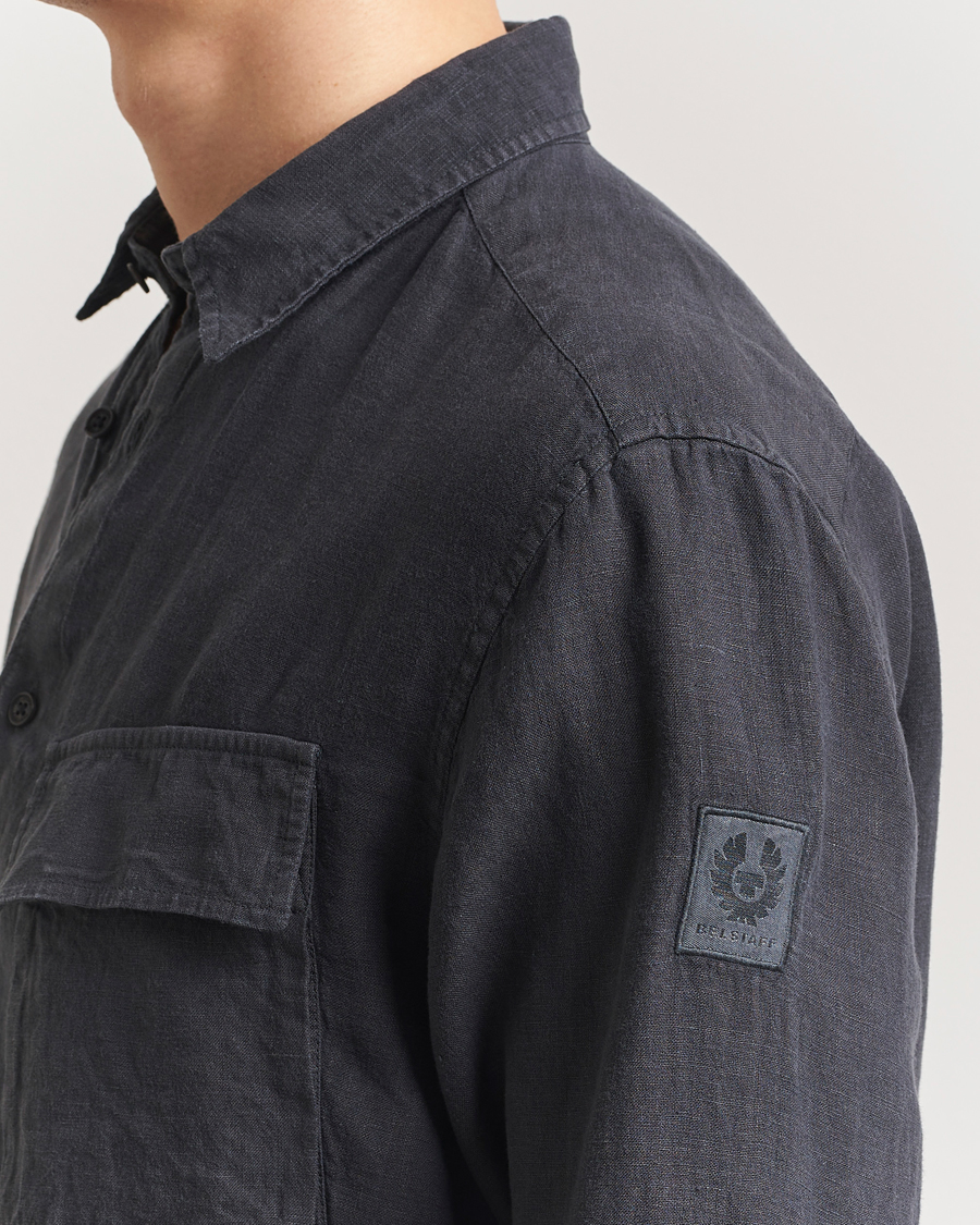 Herre | Skjorter | Belstaff | Scale Linen Shirt Washed Black