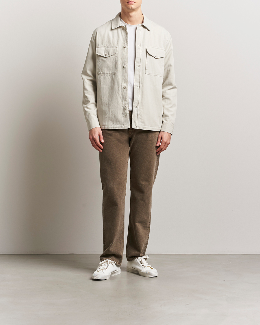 Herre | Skjorter | Belstaff | CS60 Cotton Herringbone Overshirt Stone Beige