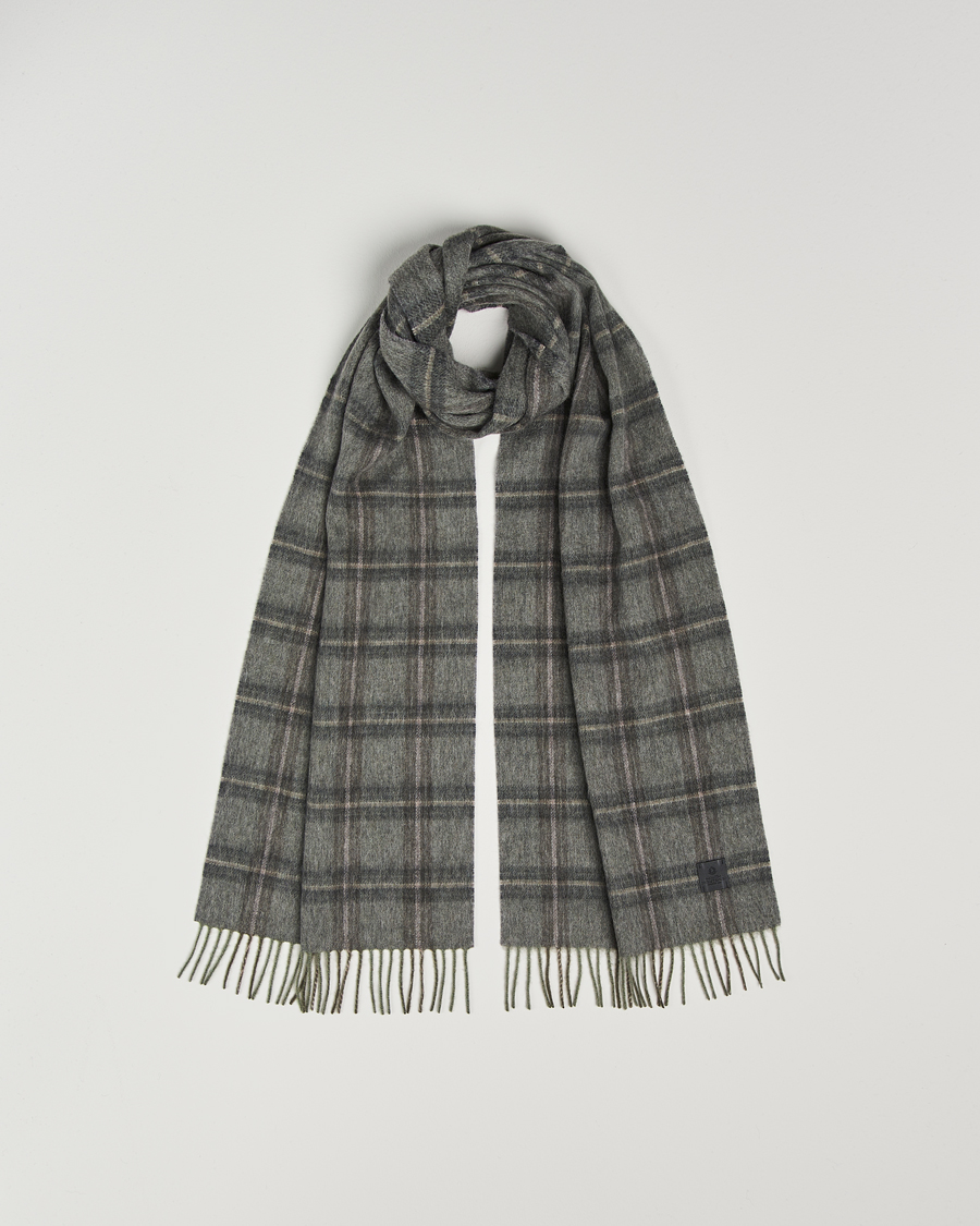 Herre | Amanda Christensen Wool Checked Scarf Olive Melange | Amanda Christensen | Wool Checked Scarf Olive Melange