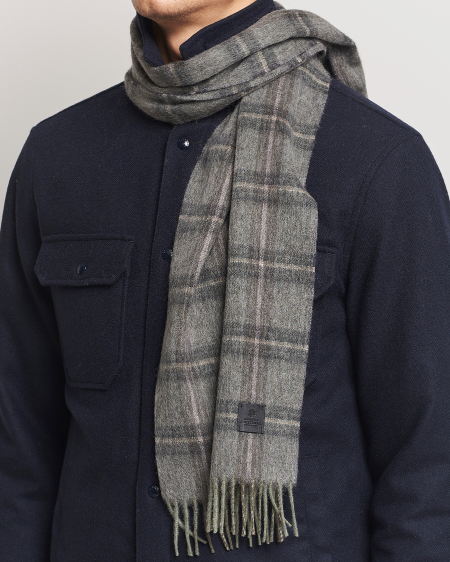 Herre | Amanda Christensen Wool Checked Scarf Olive Melange | Amanda Christensen | Wool Checked Scarf Olive Melange