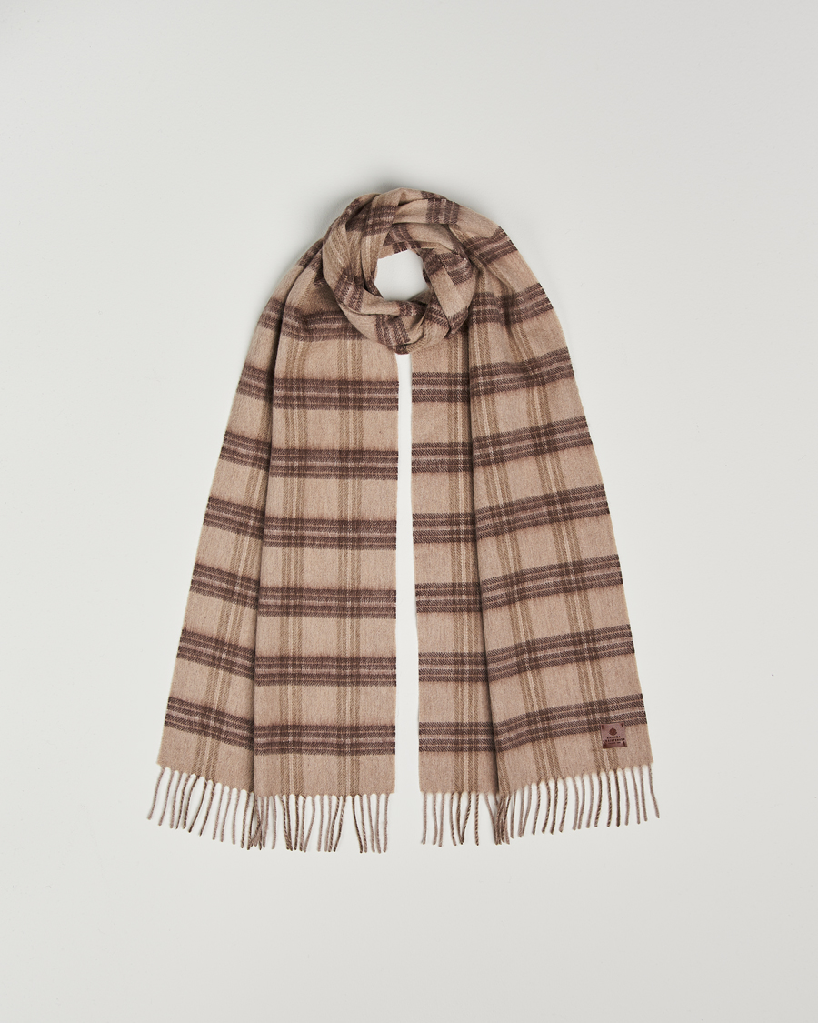 Herre | Amanda Christensen Wool Checked Scarf Beige Melange | Amanda Christensen | Wool Checked Scarf Beige Melange