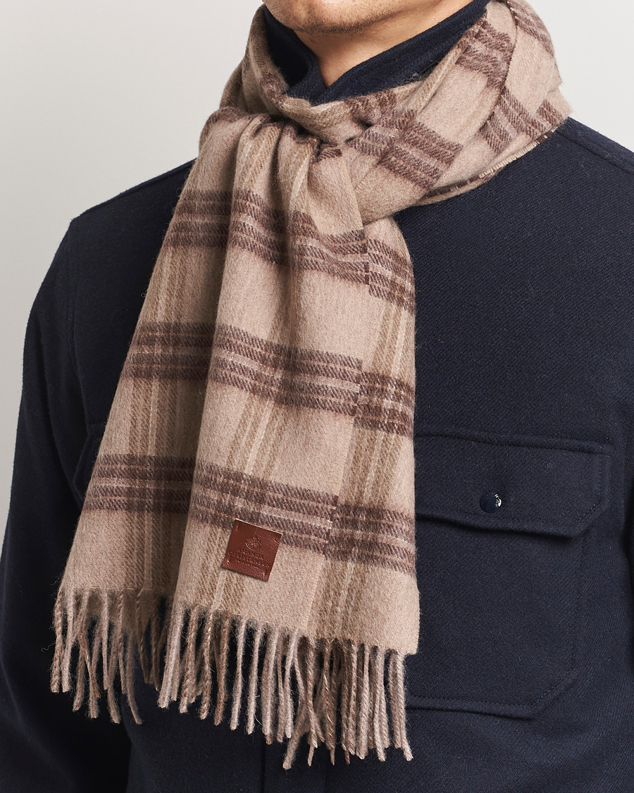 Herre | Amanda Christensen Wool Checked Scarf Beige Melange | Amanda Christensen | Wool Checked Scarf Beige Melange