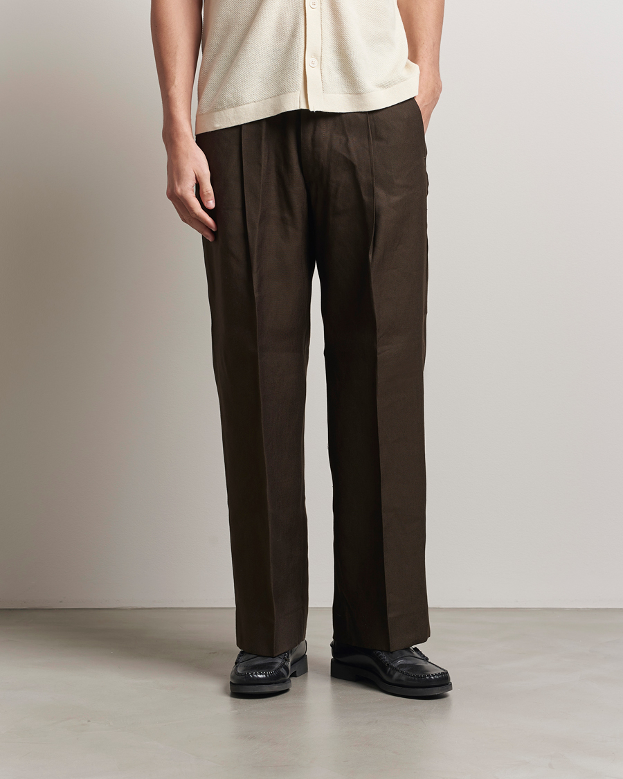 Herre | Bukser | NN07 | Kay Linen/Viscose Drawstring Trousers Demitasse Brown