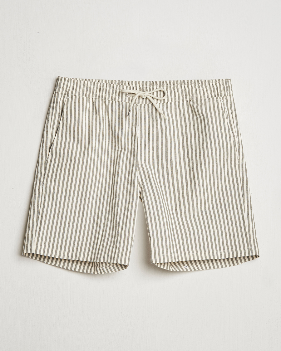 Herre | Shorts | NN07 | Gregor Striped Drawstring Shorts Green/White