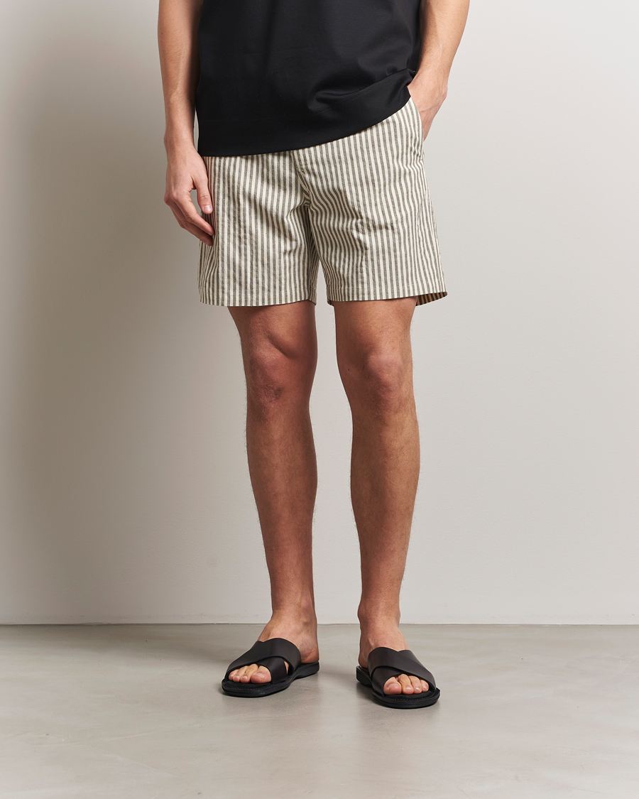 Herre | Shorts | NN07 | Gregor Striped Drawstring Shorts Green/White