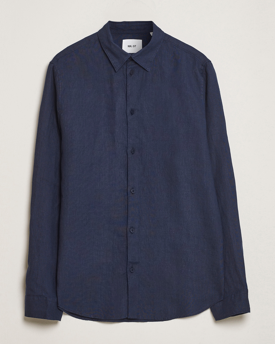 Herre | Skjorter | NN07 | Enzo Linen Shirt Navy Blue