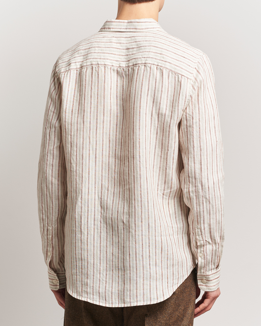 Herre | Skjorter | NN07 | Enzo Striped Linen Shirt Brown Multi