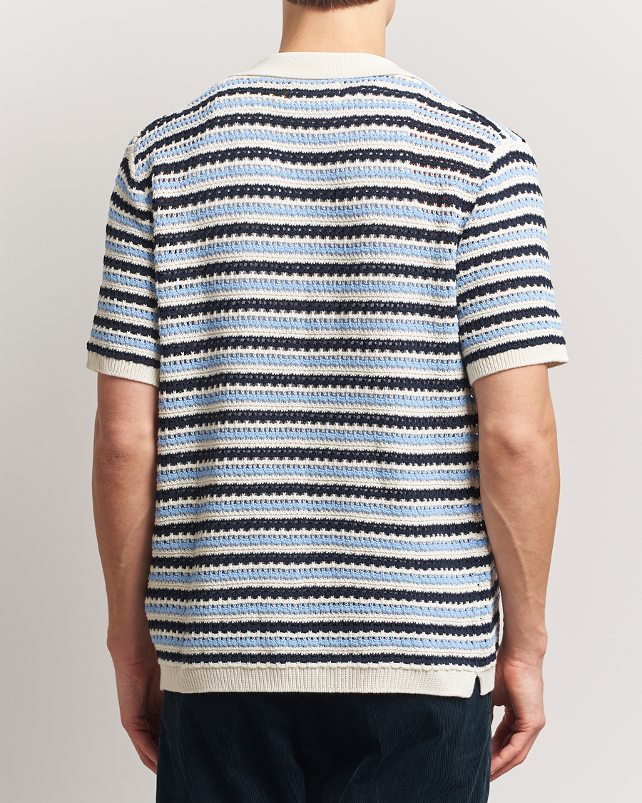 Herre | Skjorter | NN07 | Henry Knitted Short Sleeve Shirt Blue Multi