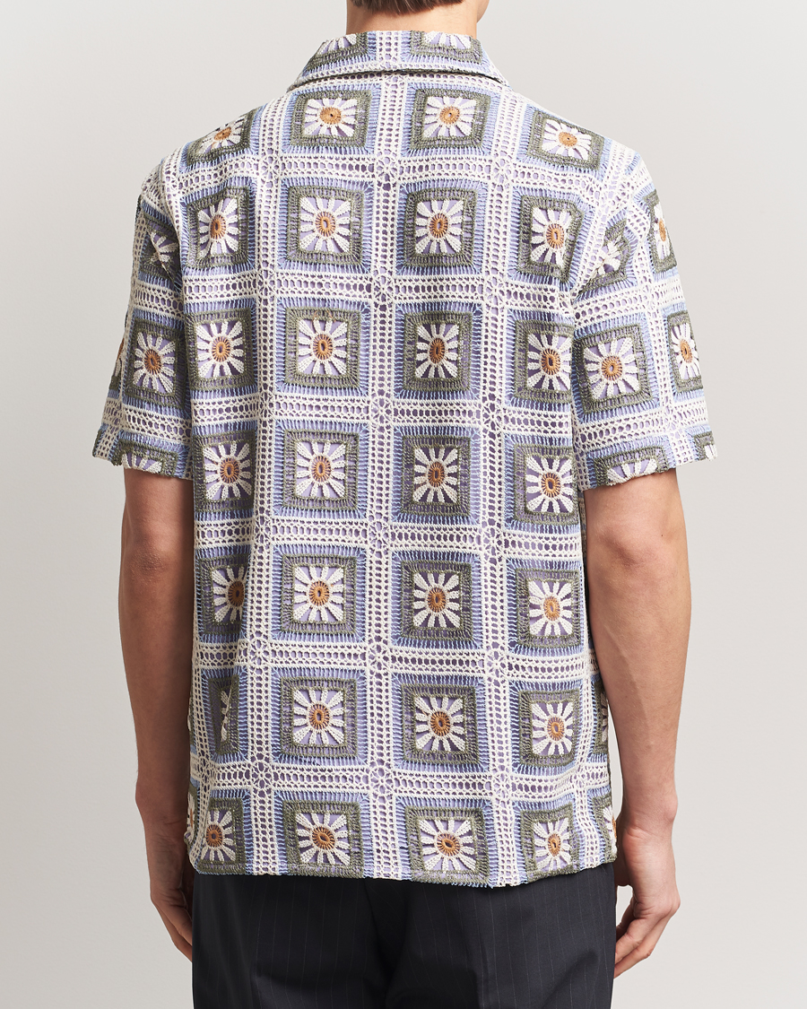 Herre | Skjorter | NN07 | Julio Crochet Flower Short Sleeve Shirt Violette Multi