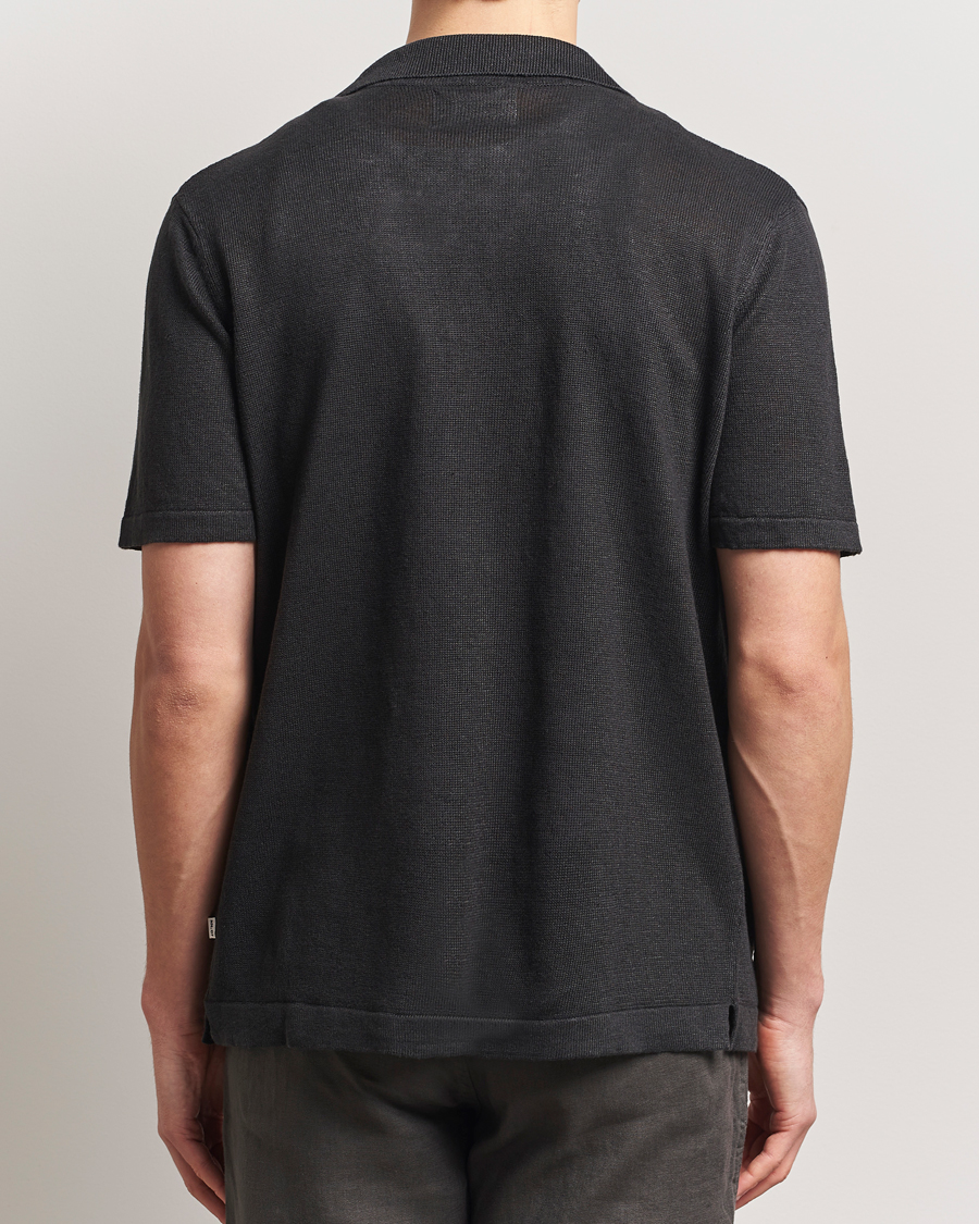 Herre | Skjorter | NN07 | Henry Printed Knitted Short Sleeve Shirt Black