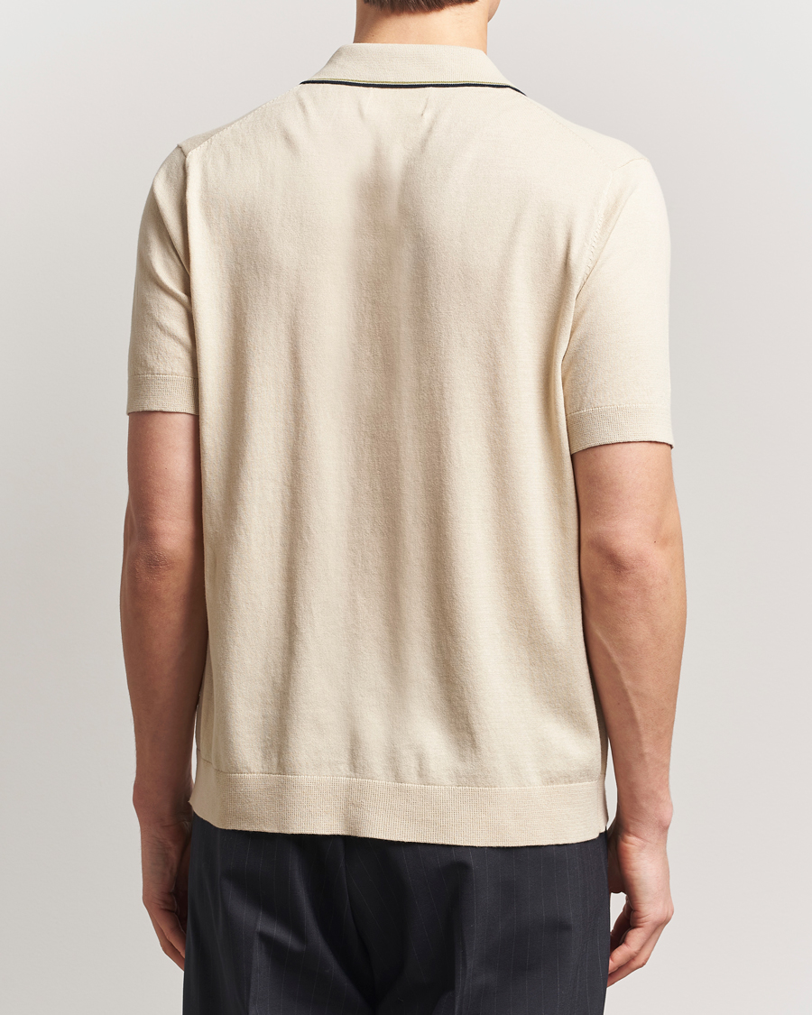 Herre | Skjorter | NN07 | Nolan Paspoal Knitted Short Sleeve Shirt Ecru