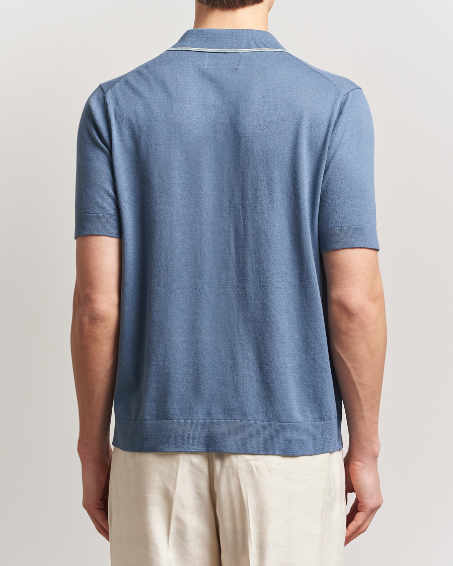 Herre | Skjorter | NN07 | Nolan Paspoal Knitted Short Sleeve Shirt Bering Blue