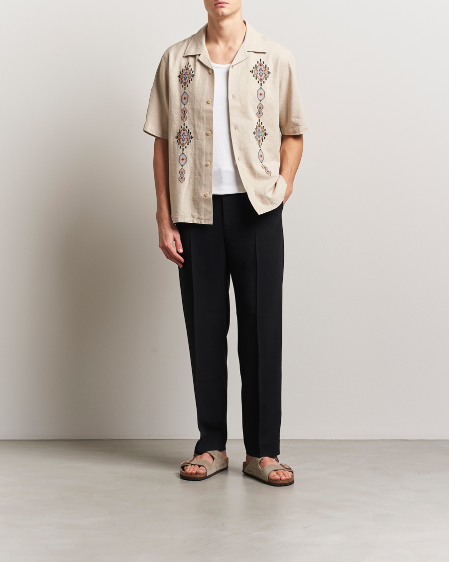Herre | Skjorter | NN07 | Ole Printed Short Sleeve Shirt Oat