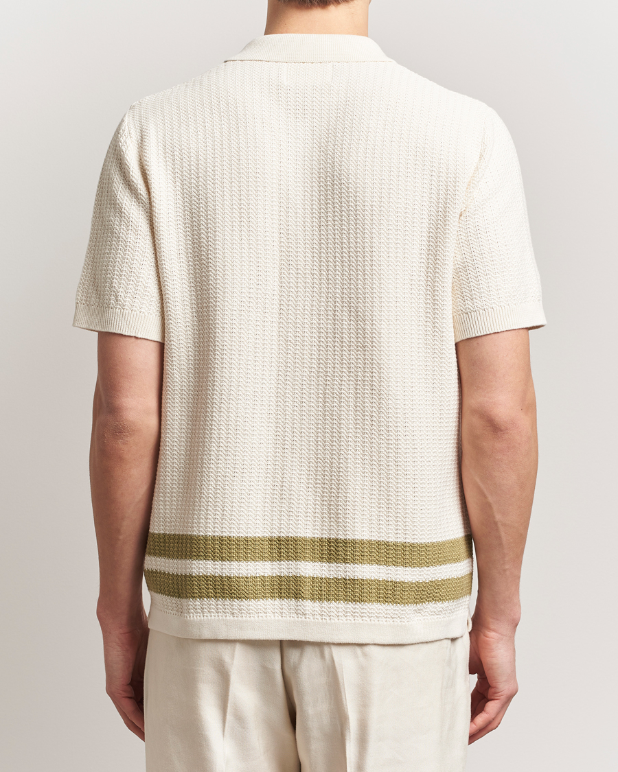 Herre | Skjorter | NN07 | Ares Knitted Short Sleeve Shirt Ivory/Green