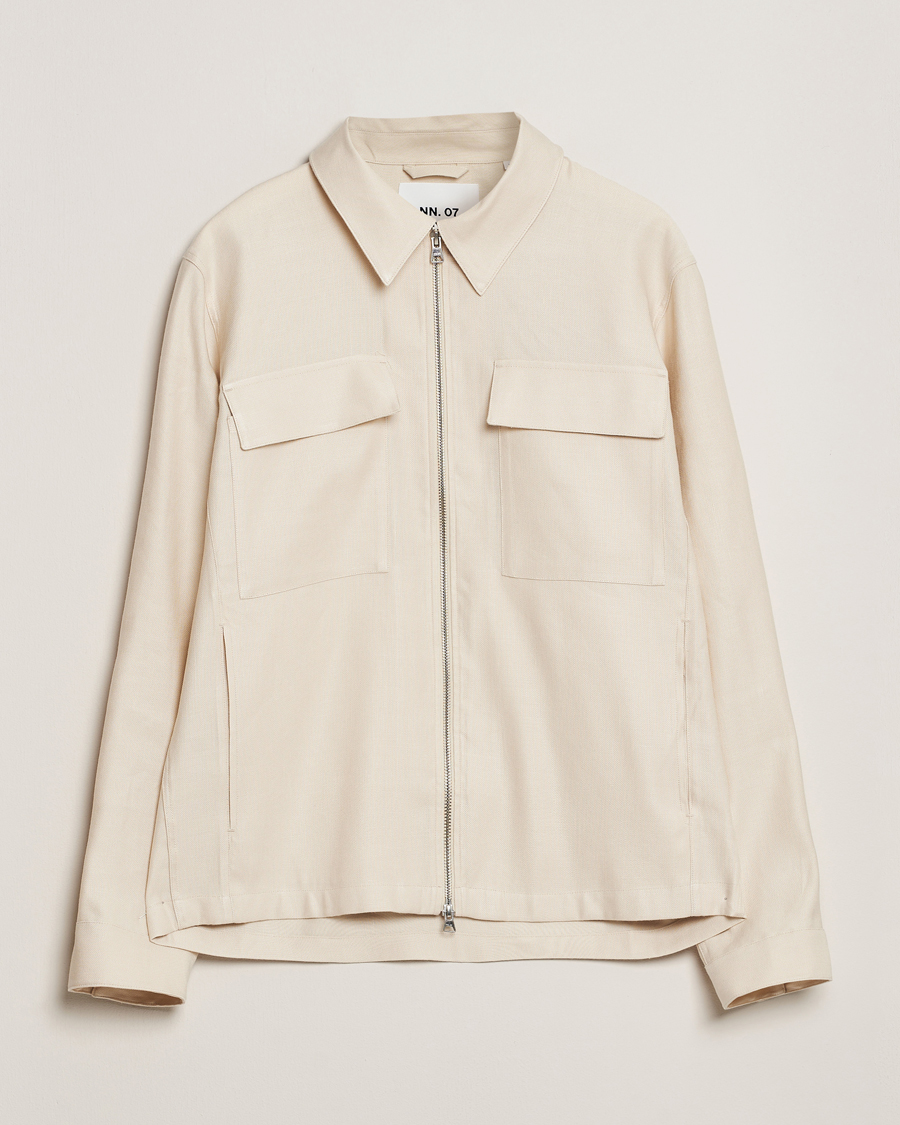 Herre | Skjorter | NN07 | Alban Cotton/Linen Overshirt Ivory