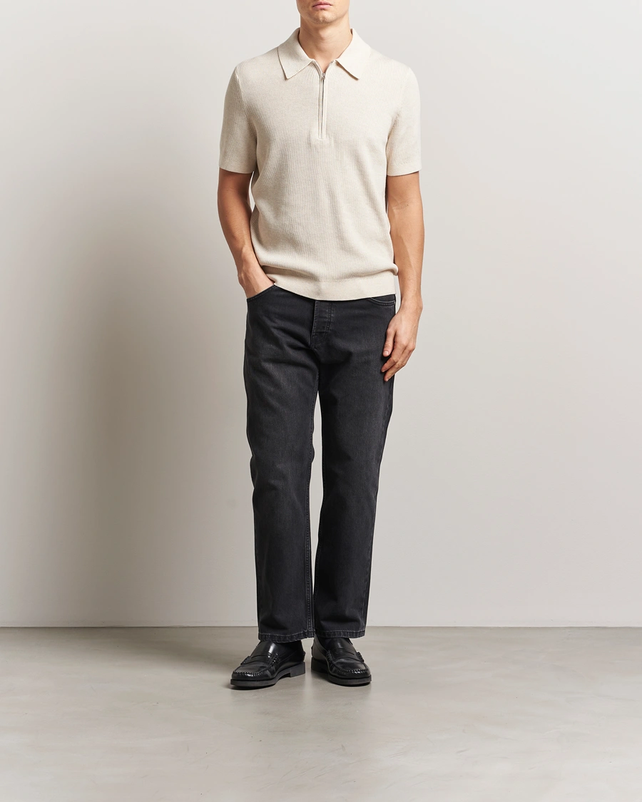 Herre | Pikéer | NN07 | Hansie Half Zip Knitted Polo Ivory