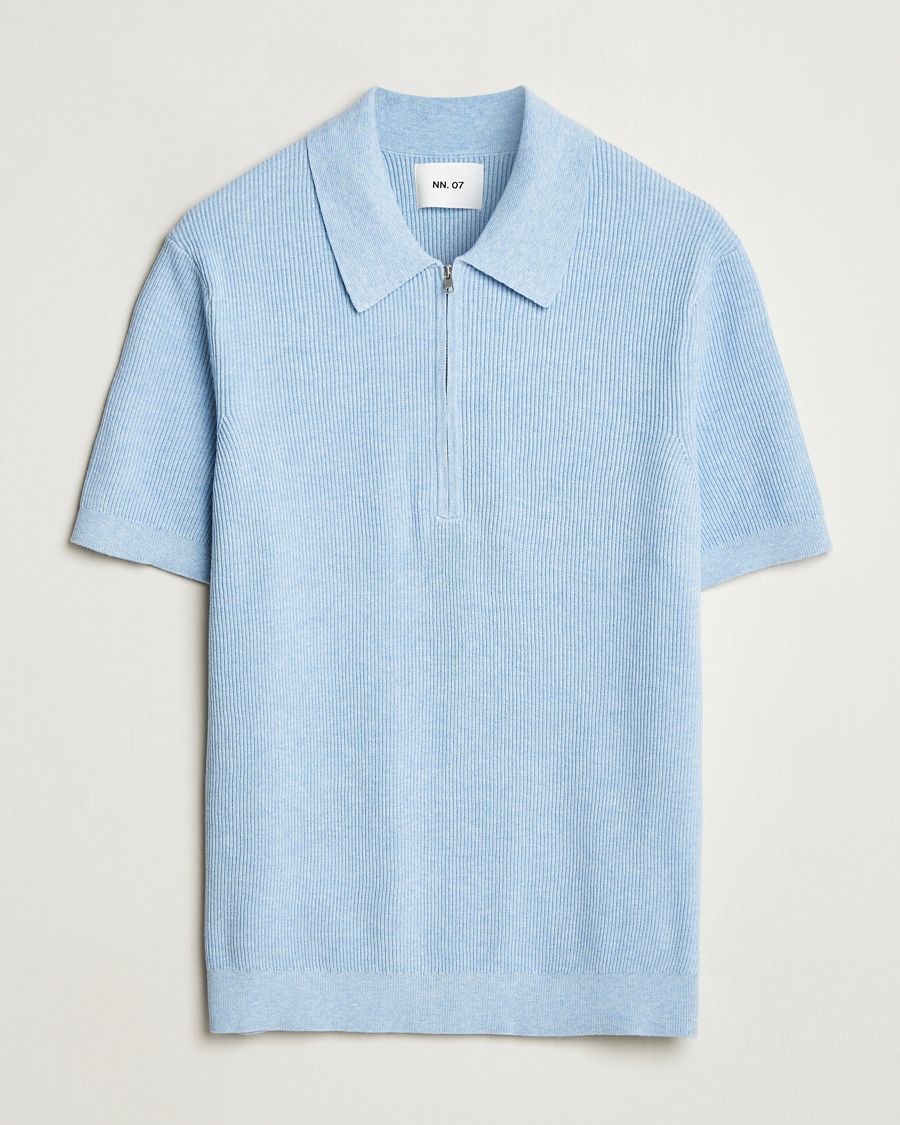 Herre | Pikéer | NN07 | Hansie Half Zip Knitted Polo Cerulan Blue