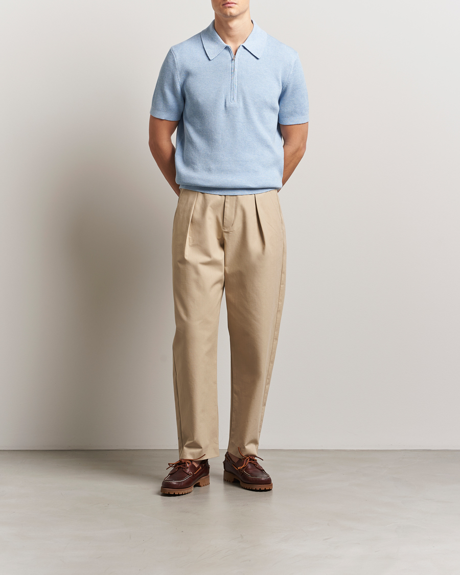 Herre | Pikéer | NN07 | Hansie Half Zip Knitted Polo Cerulan Blue