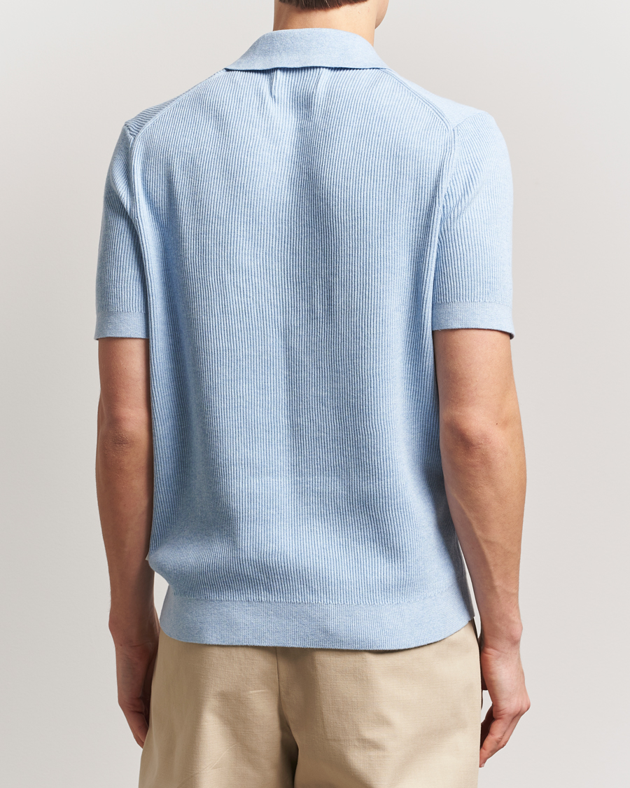 Herre | Pikéer | NN07 | Hansie Half Zip Knitted Polo Cerulan Blue